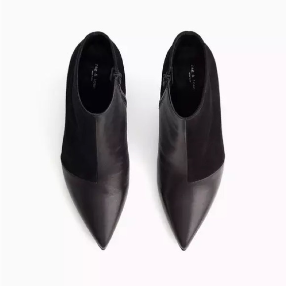 RAG & BONE BEHA BOOTIES BLACK MIX LEATHER SUEDE POINTY HEEL Size 10 - Picture 4 of 15